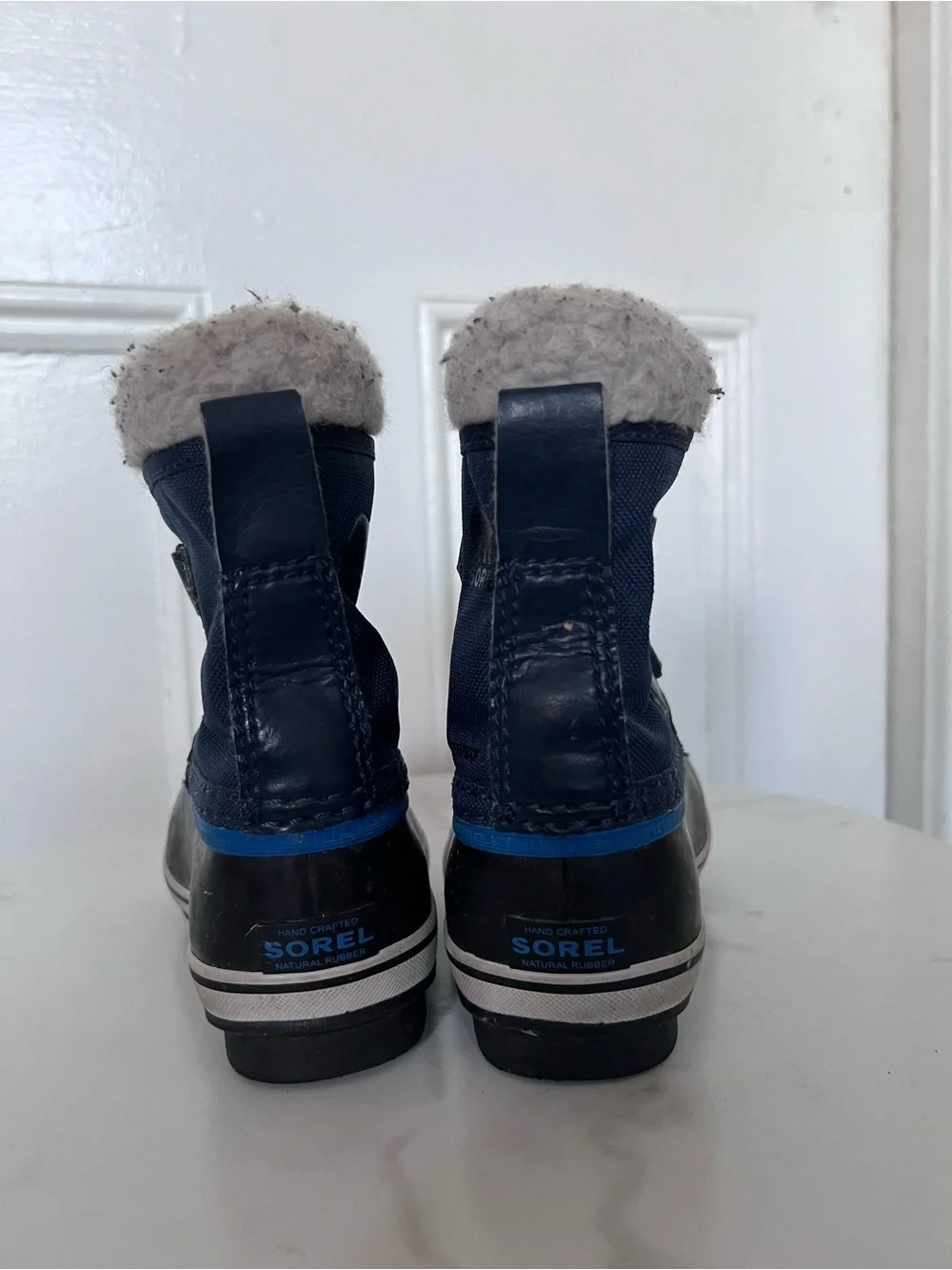 SOREL Kids Snow Boots Navy Blue Fleece Lined Waterproof Winter Duck Boots 8C